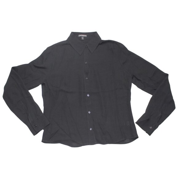 Express Tops - Express Women's Long Sleeve Button-up Black Shirt NWOT Size S
